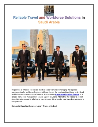 Reliable Travel and Workforce Solutions in Saudi Arabia