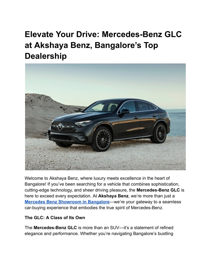 elevate your drive mercedes benz glc at akshaya