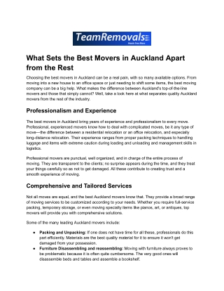 what sets the best movers in auckland apart from