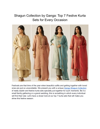 Ganga’s Shagun collection  7 Best Kurta Sets for Festivities