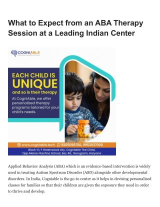 What to Expect from an ABA Therapy Session at a Leading Indian Center