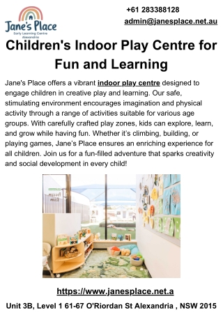 Children's Indoor Play Centre for Fun and Learning