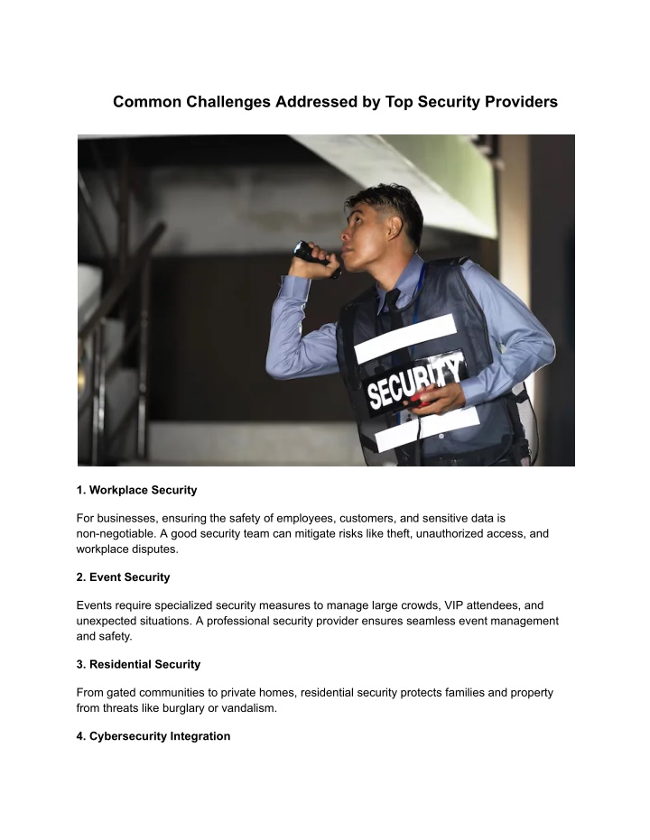 common challenges addressed by top security