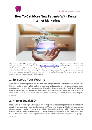 How To Get More New Patients With Dental Internet Marketing