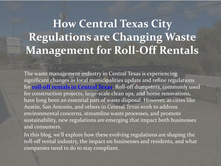 how central texas city regulations are changing waste management for roll off rentals