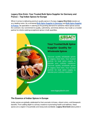 legacy dive exim your trusted bulk spice supplier