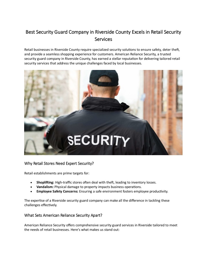 best security guard company in riverside county