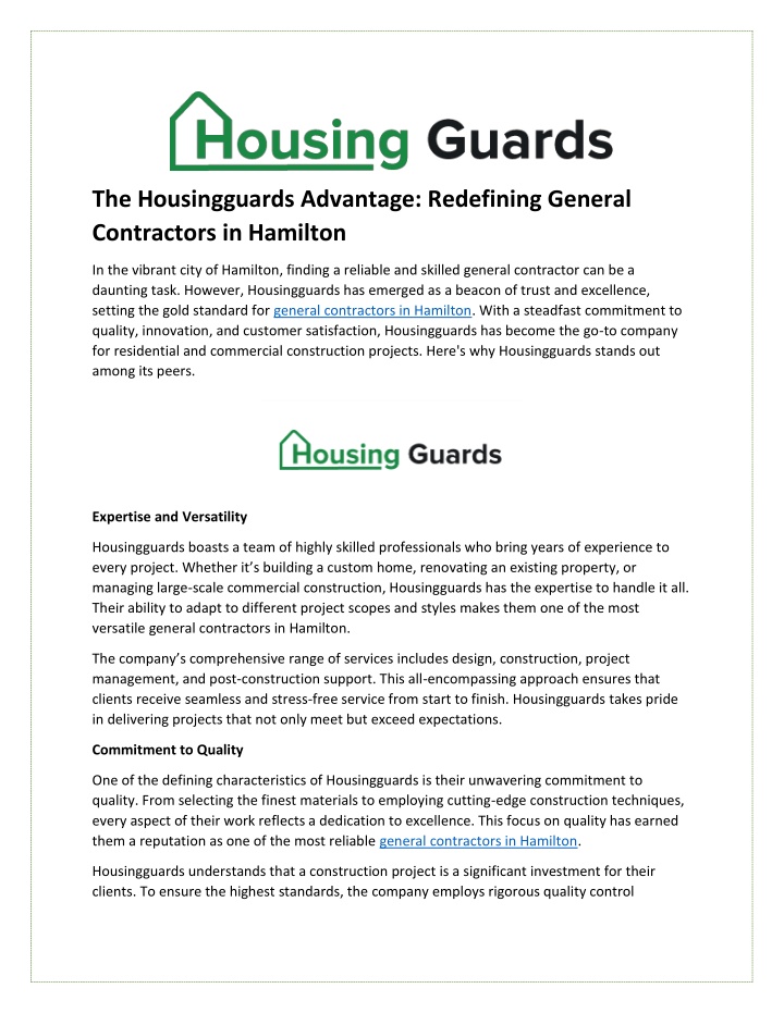 the housingguards advantage redefining general