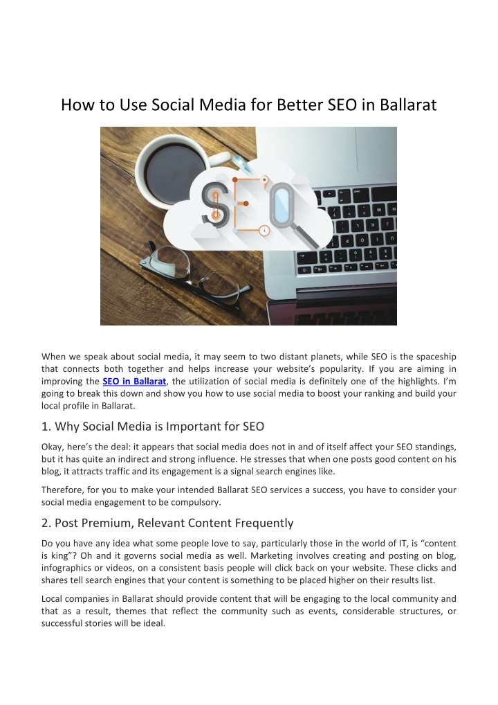 how to use social media for better seo in ballarat