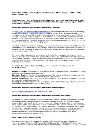 Battery Test and Manufacturing Equipment Market