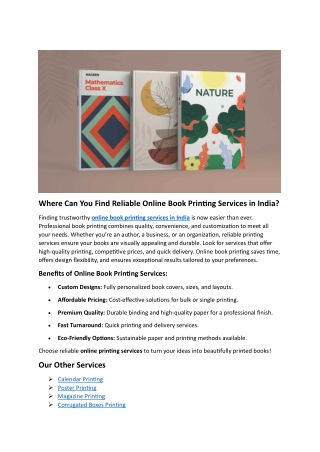 Where Can You Find Reliable Online Book Printing Services in India?