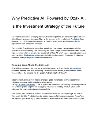 why predictive ai powered by ozak ai