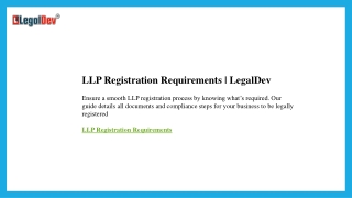 LLP Registration Requirements  LegalDev