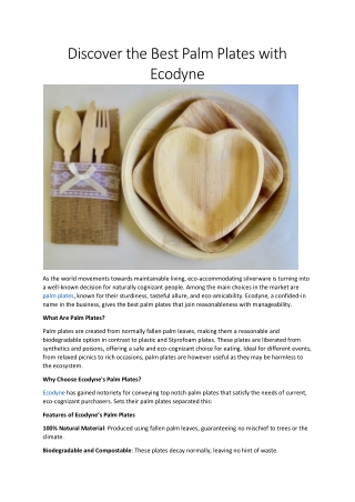 discover the best palm plates with ecodyne