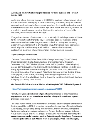 acetic acid market global insights tailored