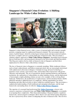 Singapore's Financial Crime Evolution A Shifting Landscape for White-Collar Defence