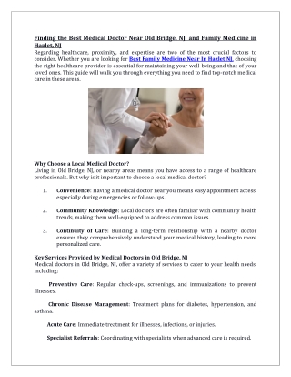 Finding the Best Medical Doctor Near Old Bridge