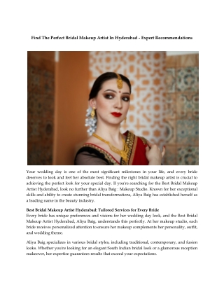 Find The Perfect Bridal Makeup Artist In Hyderabad - Expert Recommendations