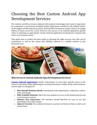 choosing the best custom android app development