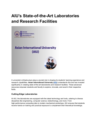 AIU’s State-of-the-Art Laboratories and Research Facilities