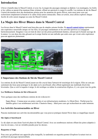 La Magie des Hiver Blancs dans le Massif Central