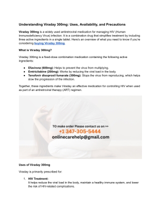 understanding viraday 300mg uses availability