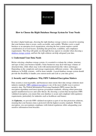 How to Choose the Right Database Storage System for Your Needs