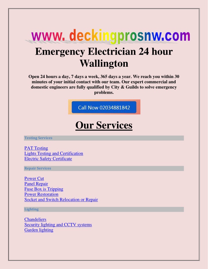 emergency electrician 24 hour wallington