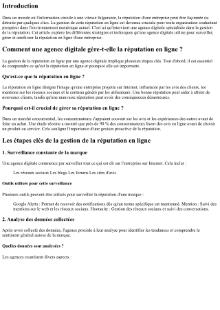 Comment une agence digitale gère-t-elle la réputation en ligne ?