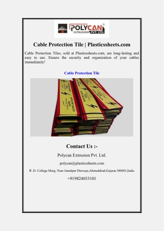 Cable Protection Tile | Plasticssheets.com