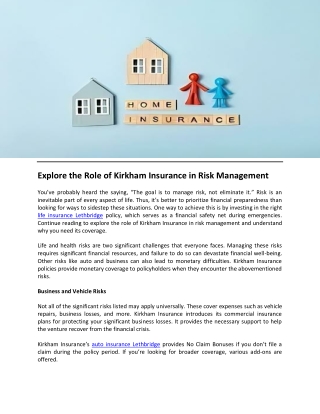 Explore the Role of Kirkham Insurance in Risk Management