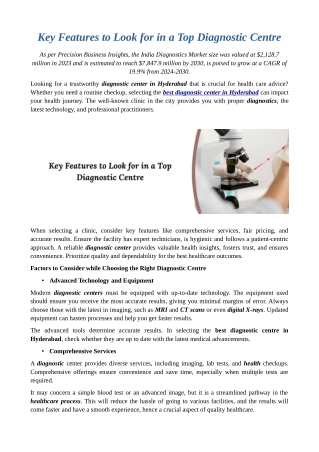key features to look for in a top diagnostic