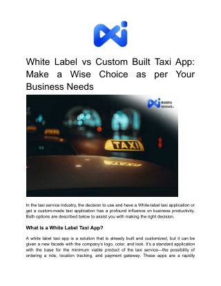 white label vs custom built taxi app make a wise