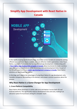 Simplify App Development with React Native in Canada