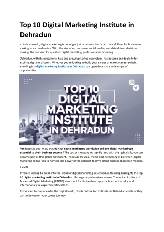 top 10 digital marketing institute in dehradun