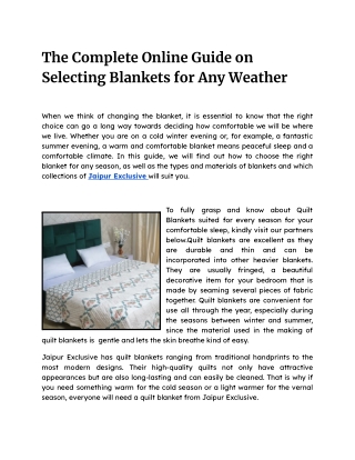 The Complete Online Guide on Selecting Blankets for Any WeatherElegant Cotton Ba