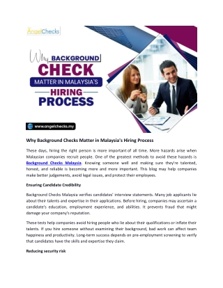 Why Background Checks Matter in Malaysia's Hiring Process