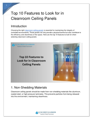 Top 10 Features to Look for in Cleanroom Ceiling Panels