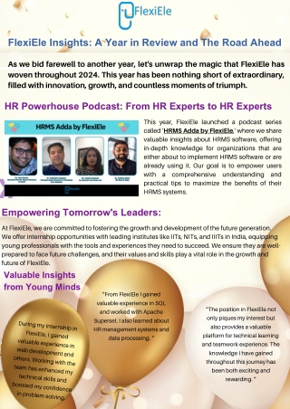 FlexiEle Insights: A Year in Review and The Road Ahead