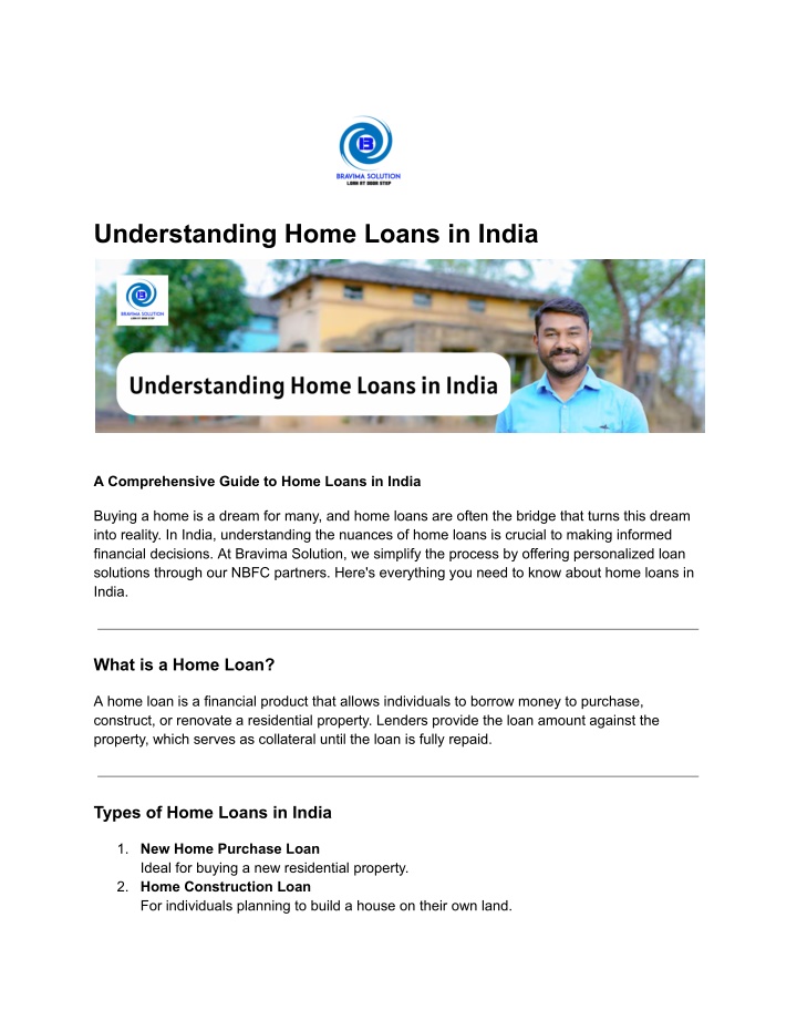 understanding home loans in india