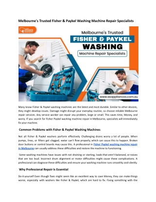 Melbourne's Trusted Fisher & Paykel Washing Machine Repair Specialists.docx