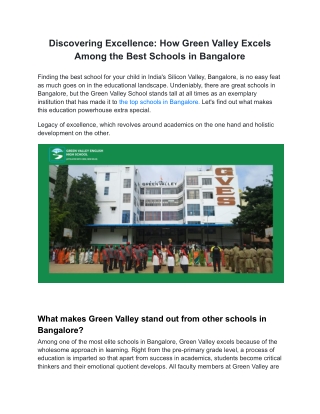 Discovering Excellence_ How Green Valley Excels Among the Best Schools in Bangalore