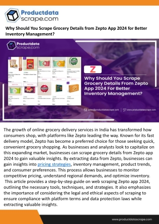 Why Should You Scrape Grocery Details from Zepto App 2024 for Better Inventory Management