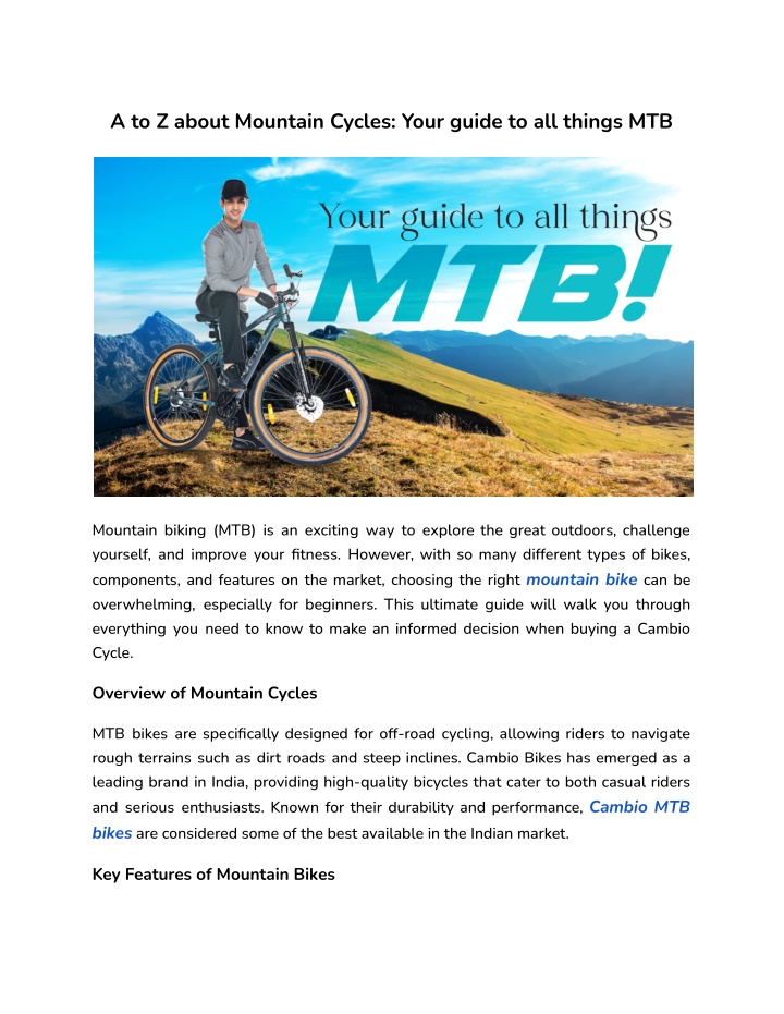 a to z about mountain cycles your guide