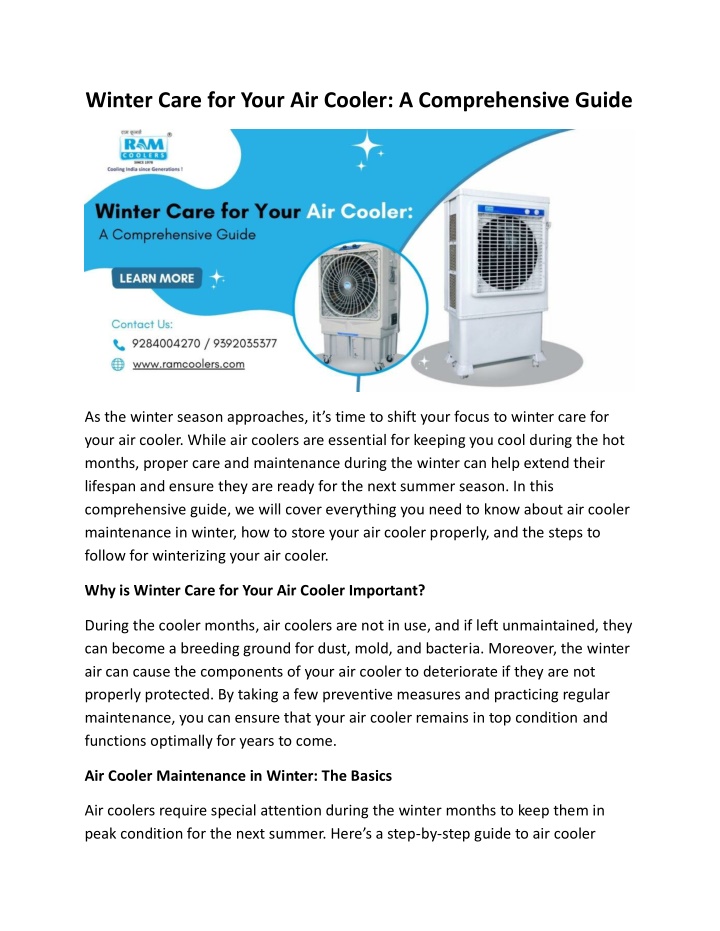 winter care for your air cooler a comprehensive