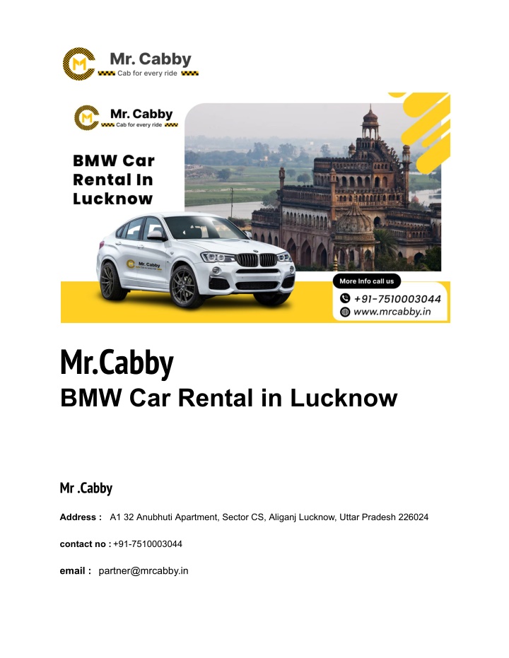 mr cabby bmw car rental in lucknow