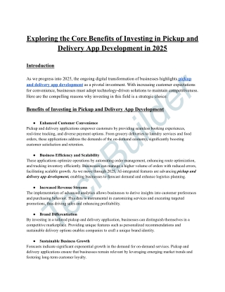 Exploring the Core Benefits of Investing in Pickup and Delivery App Development in 2025