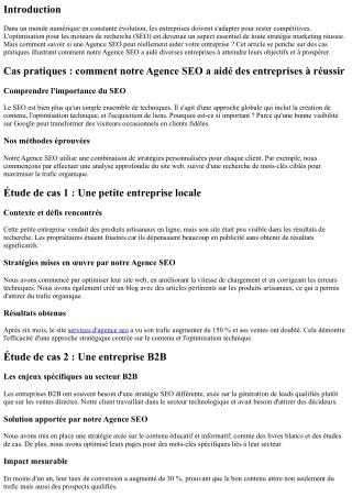 Cas pratiques : comment notre Agence SEO a aidé des entreprises à réussir