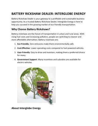 battery rickshaw dealer interglobe energy