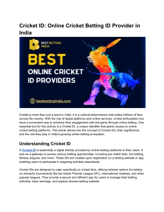 Cricket ID_ Online Cricket Betting ID Provider in India